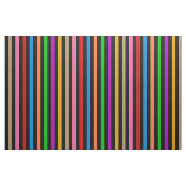 Färgglada regnbågsränder linjer design - svart  tyg (Fat Quarter)