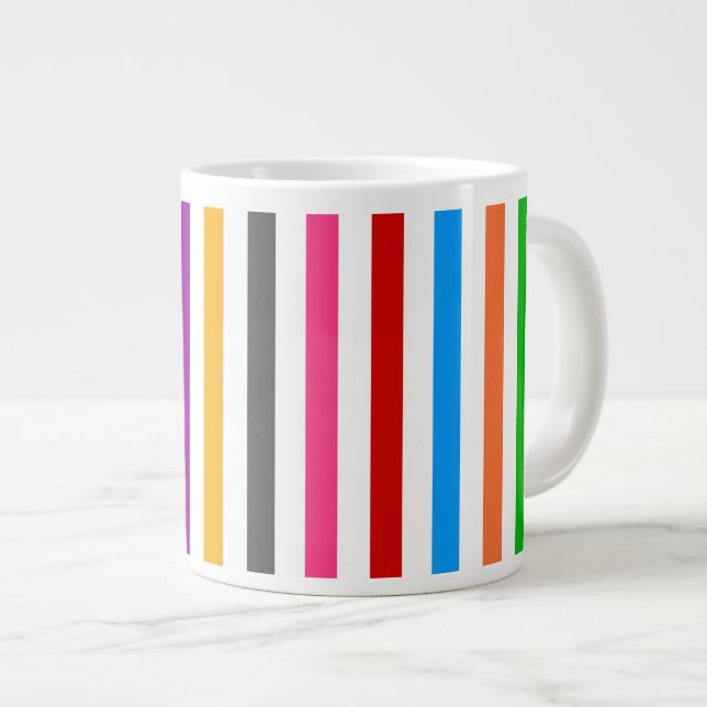 Färgglada regnbågsränder linjer design - Vit  Jumbo Mugg (Framsida höger)