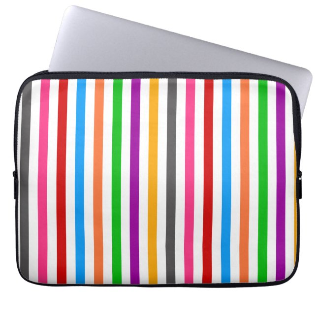 Färgglada regnbågsränder linjer design - Vit  Laptop Fodral (Framsidan)