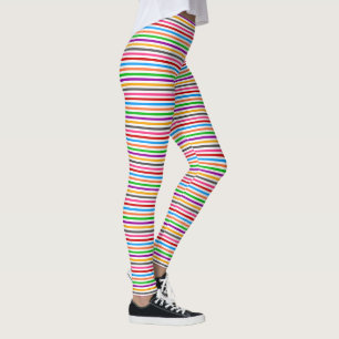 Färgglada regnbågsränder linjer design - Vit Leggings