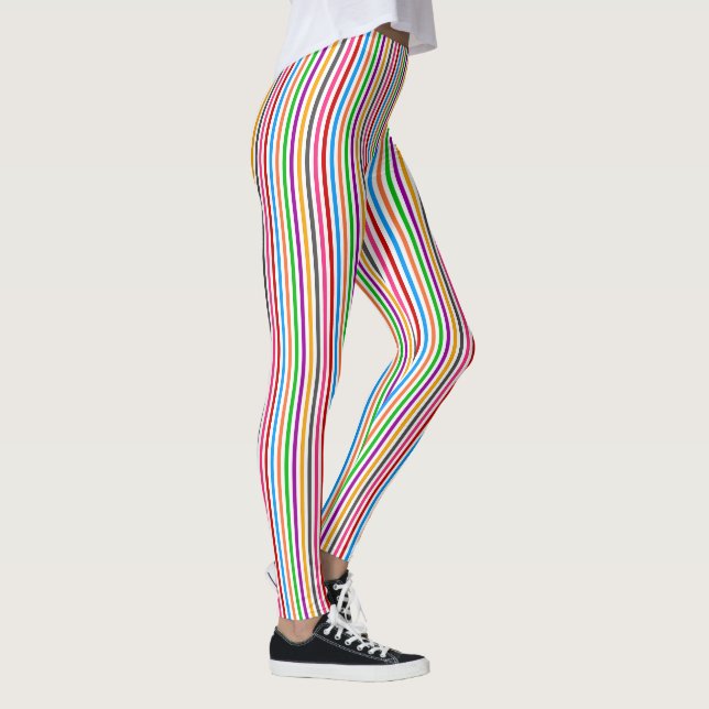 Färgglada regnbågsränder linjer design - Vit  Leggings (Höger)