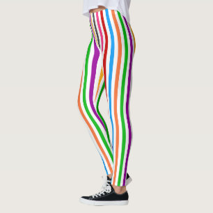 Färgglada regnbågsränder linjer design - Vit Leggings