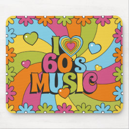 Färgglada Retro 60-Tals Musik Hjärtan Vågor och Bl Musmatta