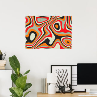 Färgglada Retro Abstrakt Virvlar Poster