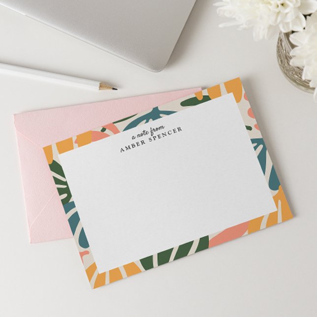 FÄRGGLADA RETRO-BLAD GROOVY BOTANISKT SÖTT ANTECKNINGSKORT (Skapare uppladdad)