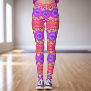 Färgglada Retro Festival Leggings
