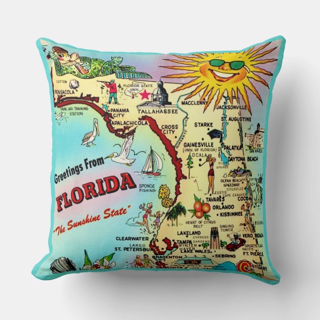 Färgglada Retro Florida Kart Kudd Kudde (Framsida)