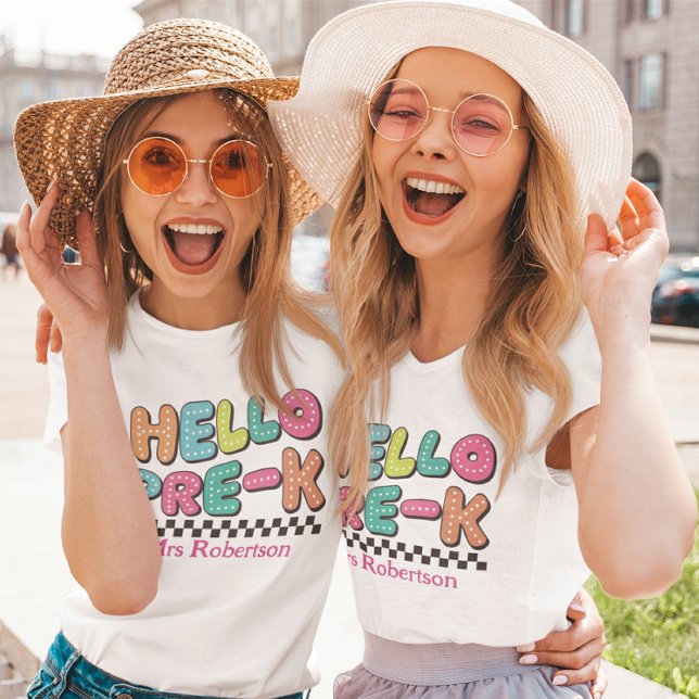 Färgglada retro förskollärar-t-shirt t shirt (Skapare uppladdad)