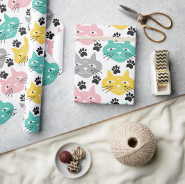 Färgglada Retro Katter Presentpapper