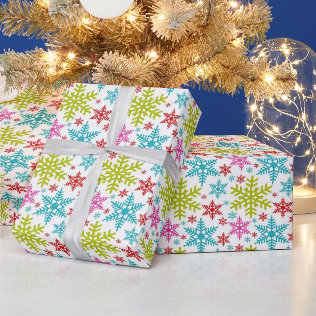 Färgglada Retro Snöflingor Jul Presentpapper (Helgdagar)