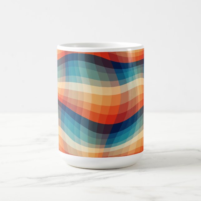 Färgglada Retro-vågor Vintage Kaffemugg (Center)