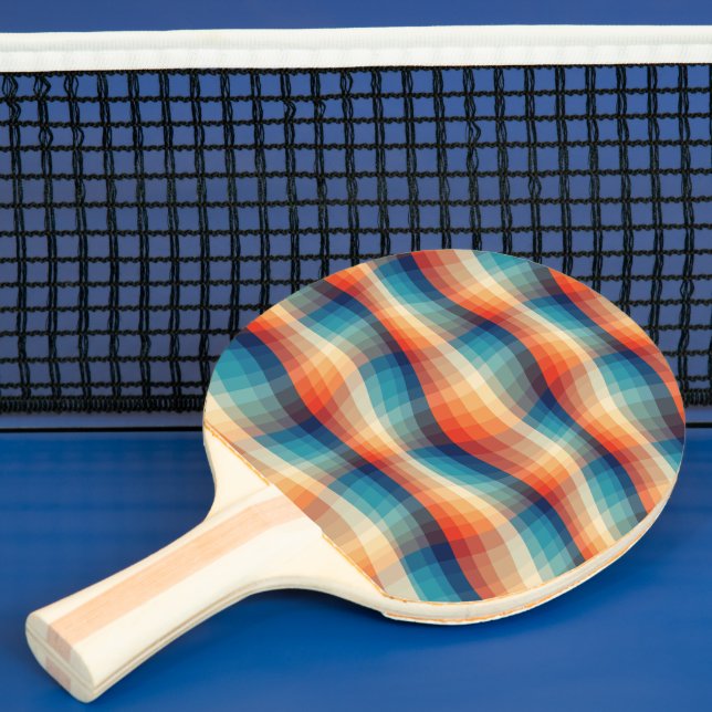 Färgglada Retro-vågor Vintage Pingisracket (Insitu)