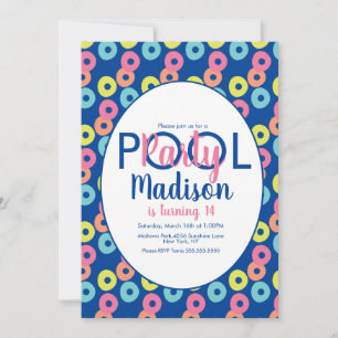 Färgglada ringar poolparty födelsedagsinbjudan inbjudningar