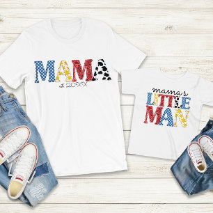 Färgglada Rodeo Mamma's Lilla Man Mama Son Matchan T Shirt