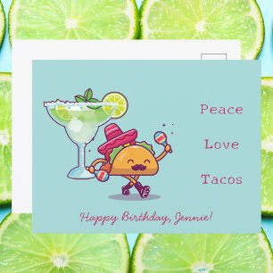 Färgglada Roliga Margaritas & Tacos Grattis på föd Vykort