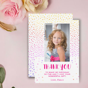 Färgglada Rosa Stjärnor Födelsedags Barn Flickor F Tack Kort