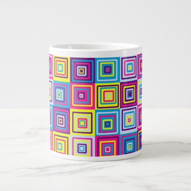 Färgglada rutor Mönster Jumbo Mugg (Framsidan)
