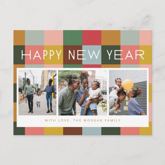 Färgglada rutor Semester Postkort Helg Vykort (Framsida)