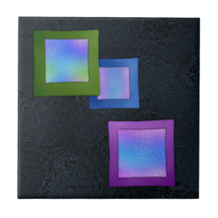 Färgglada rutor Svart Dichroic Smält Glas Utseende Kakelplatta