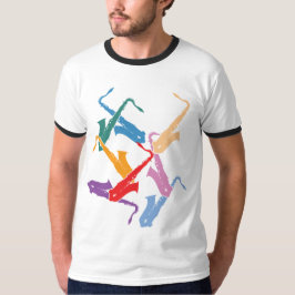 Färgglada saxofoner t-shirt