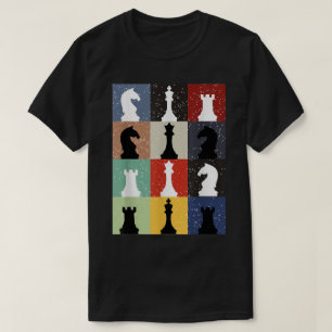 Färgglada schackpjäser Pop Art mönsterdesign T Shirt