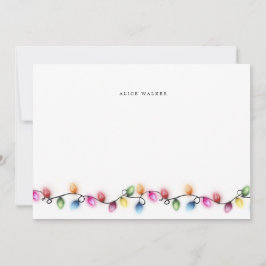 Färgglada semestersträngljus monogram gratulations anteckningskort