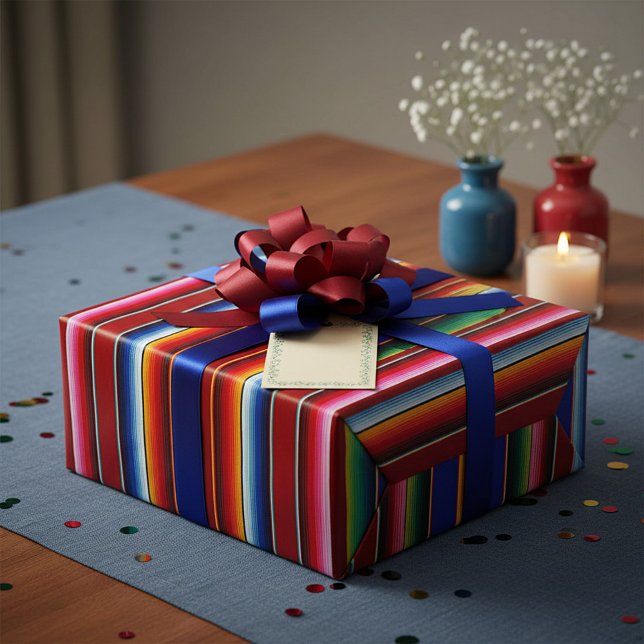 Färgglada serape-ränder inpackningspapper presentpapper (Skapare uppladdad)