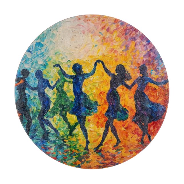 Färgglada silhuetter dansar (Framsidan)