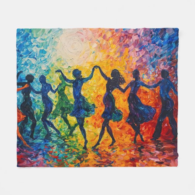 Färgglada silhuetter dansar fleecefilt (Framsidan (Horisontell))