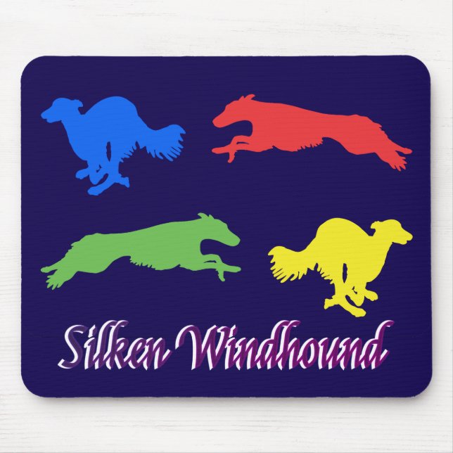 Färgglada Silken Windhounds  Musmatta (Framsidan)