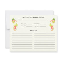 Färgglada sjöhästar havsfamilj receptkort