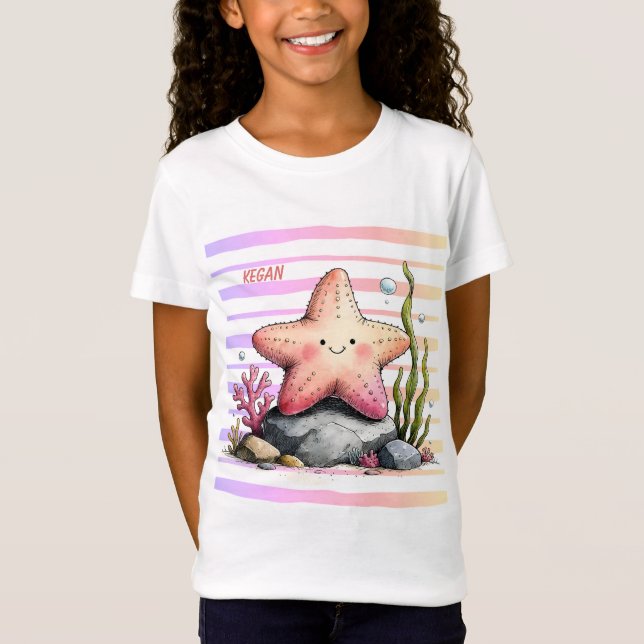 Färgglada sjöstjärnor Havs-tema Barn T-Shirt (Framsida)