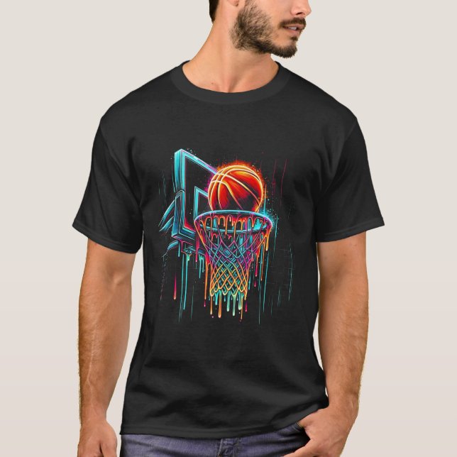 Färgglada Sketll Droppande Färg Stänk Ring Nät Dri T Shirt (Framsida)