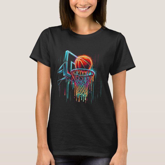 Färgglada Sketll Droppande Färg Stänk Ring Nät Dri T Shirt (Framsida)