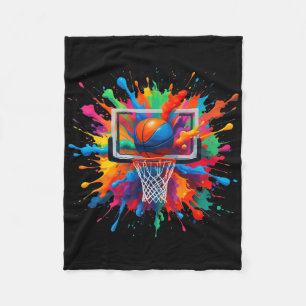 Färgglada Sketll Tie Dye Hoop Nät Slam Dunk Splash Fleecefilt