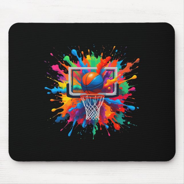 Färgglada Sketll Tie Dye Hoop Nät Slam Dunk Splash Musmatta (Framsidan)