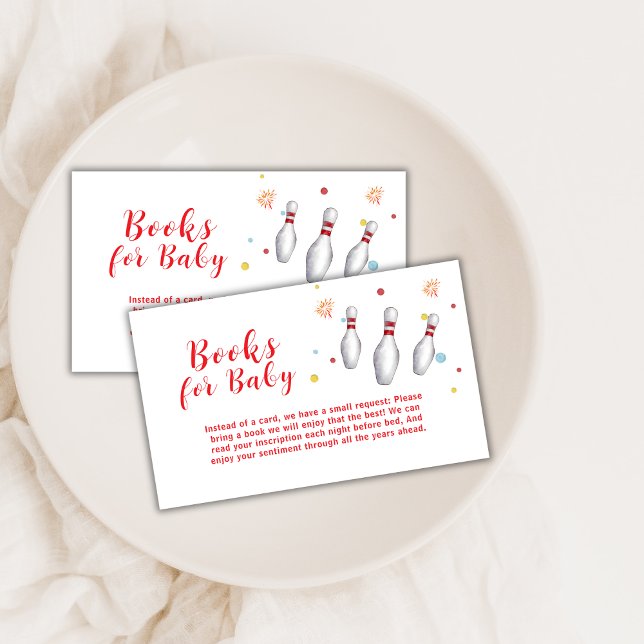 Färgglada Slå Till Bowling Böcker För Baby Shower  Tilläggskort (Colorful Strike Up Bowling Books For Baby Shower Enclosure Card)