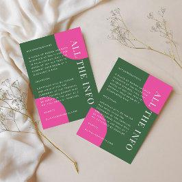 Färgglada smaragdgröna och rosa bröllopsdetaljer tilläggskort
