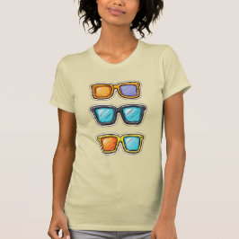 Färgglada solglasögon trio retro mode design t shirt