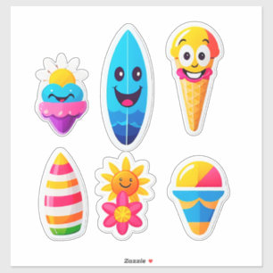 Färgglada sommar-emoji-dekaler klistermärken