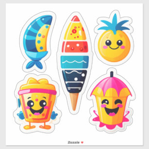Färgglada sommar-emoji-dekaler klistermärken