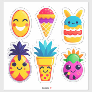 Färgglada sommar-emoji-dekaler klistermärken