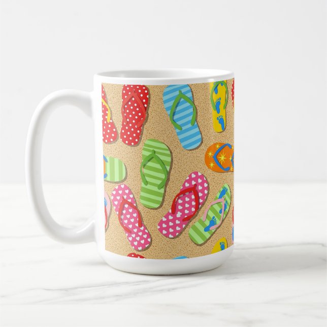 FÄRGGLADA SOMMAR-TOFFLOR KAFFEMUGG (Vänster)