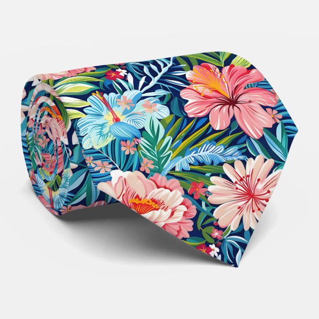 Färgglada sommarblommor vacker blommig mönster slips (Rullad)