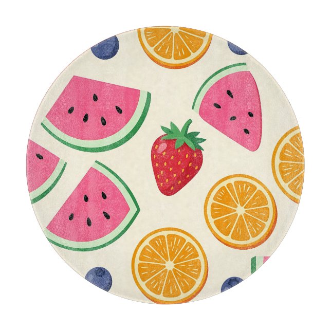 Färgglada sommarfrukter vattenmelon apelsin (Framsidan)