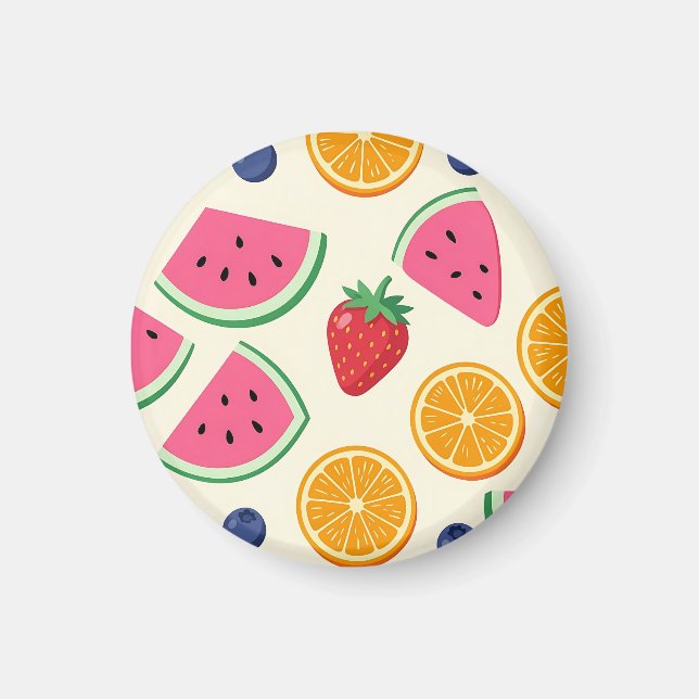 Färgglada sommarfrukter vattenmelon apelsin magnet (Framsidan)
