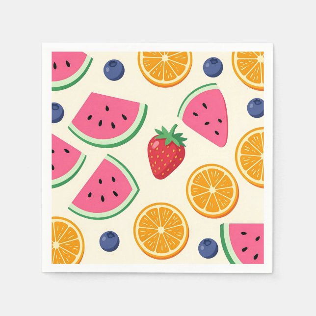 Färgglada sommarfrukter vattenmelon apelsin pappersservett (Framsidan)