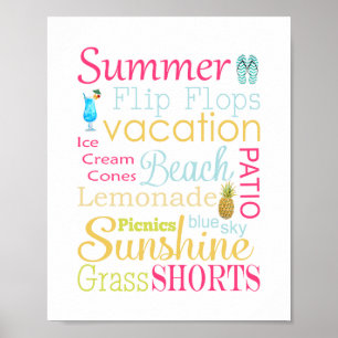 Färgglada sommarord och fraser poster