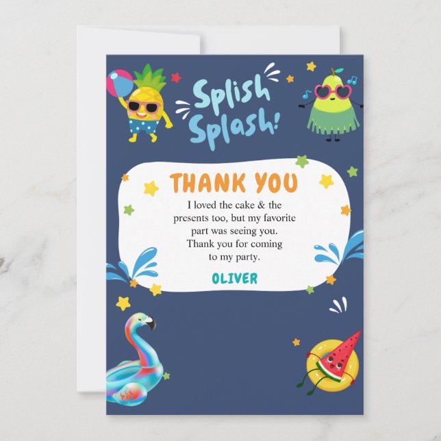 Färgglada sommarpool födelsedags tack-kort tack kort (Framsida)