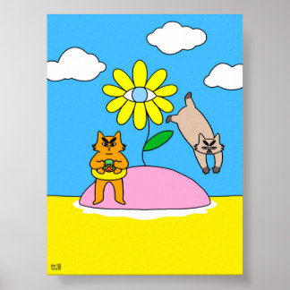 Färgglada sommarvibbar katt poster